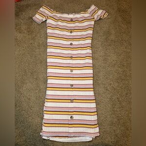 Striped Off-Shoulder Form-Fitting Dress